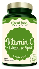 GreenFood Vitamín C + Extrakt ze šípků 60 kapslí
